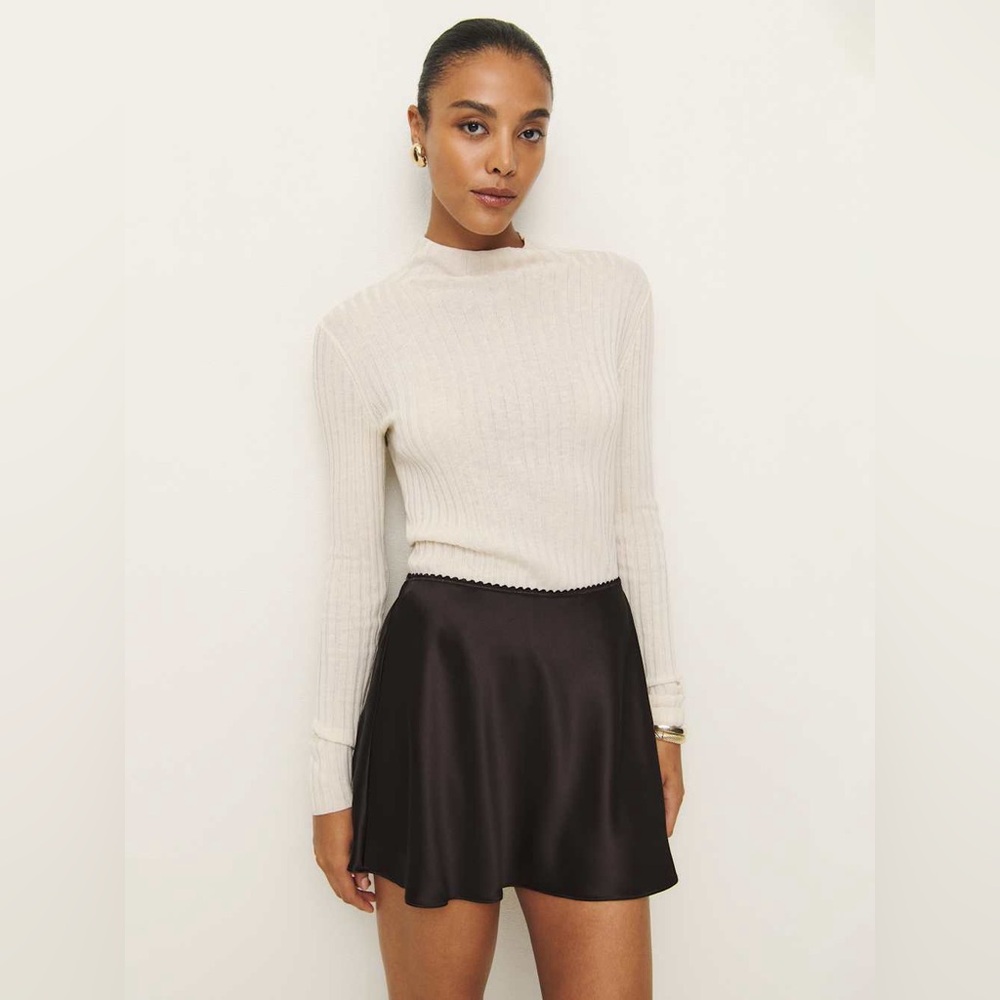 Reformation Brandy Satin Skirt (Black) *NWT*